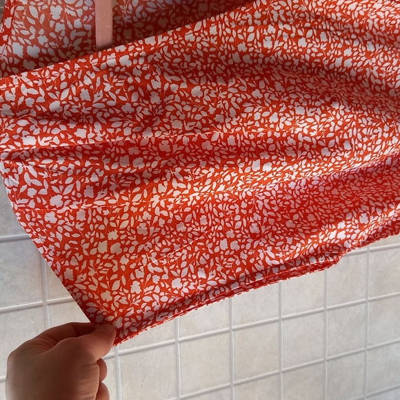 Ichi Orange sundress with white floral pattern and pockets! - Picture 7 of 7